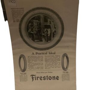 Vintage 1922 Firestone A Practical Ideal Ad Advertisement